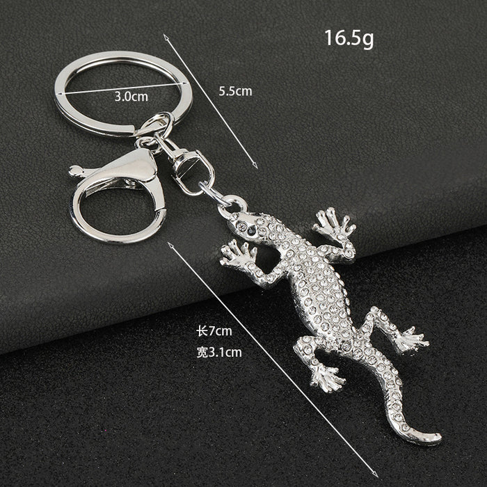 Wholesale Creative animal studded gecko keychain, handmade diamond accessories, full diamond pendant, keychain gift