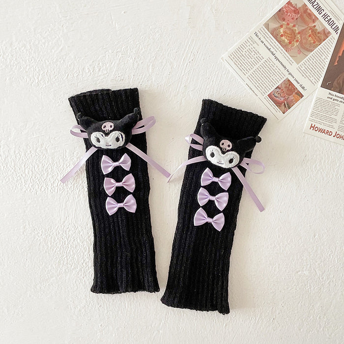 Wholesale Bowknot leg warmers stacked socks autumn doll knitted calf warmers for women