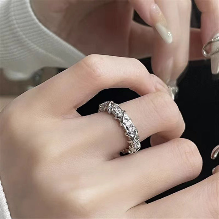 Wholesale Zircon ring with adjustable opening, fashionable ring, women's high-end feel, index finger ring