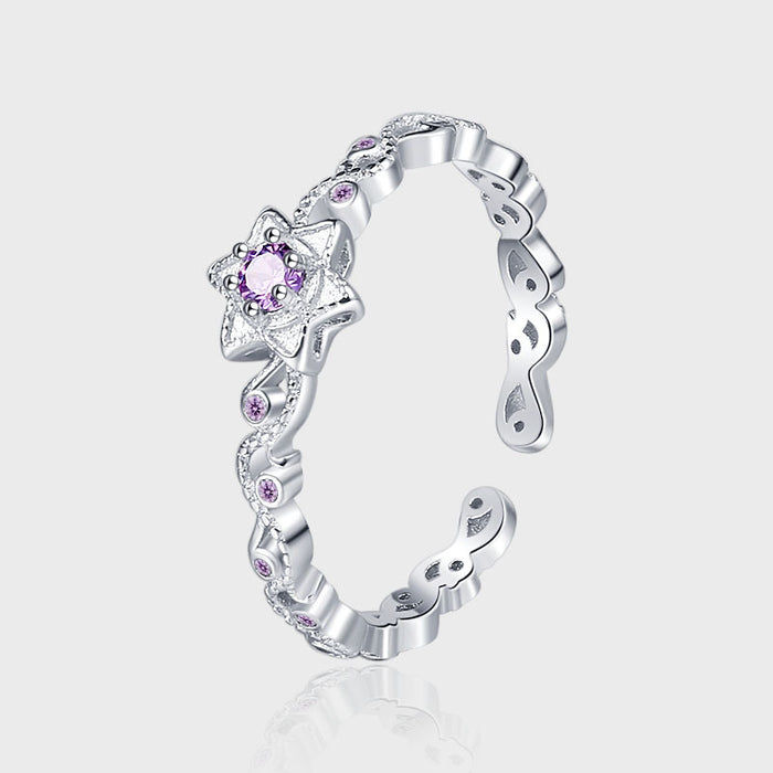 Wholesale Sterling Silver Hexagram Star Diamond Open Ring Irregular Luxury Small Design Finger Ring