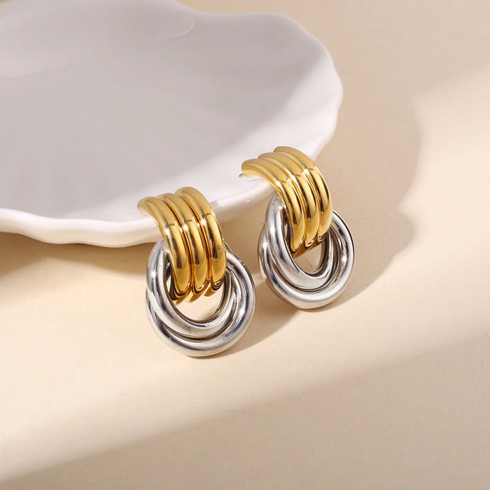Wholesale Chic Metallic Hoop Stud Earrings
