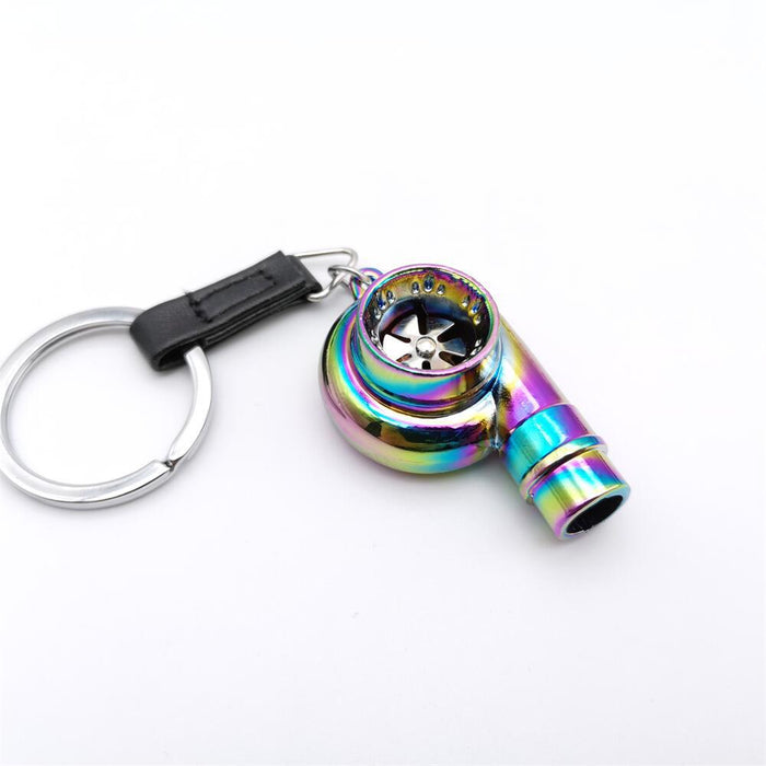 Wholesale Zinc alloy blades rotate on this car turbocharger shaped metal alloy keychain