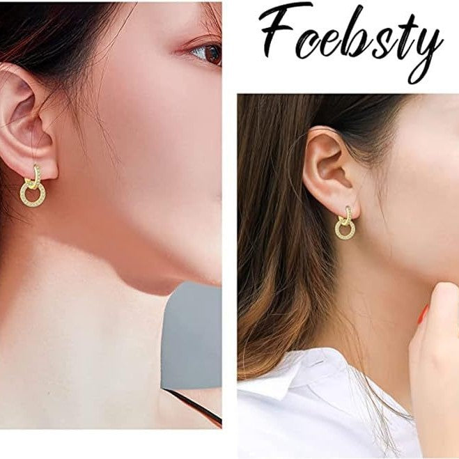 Wholesale Fashion, personality, trend, simple zircon double ring design earrings, niche, high-end accessories wholesale