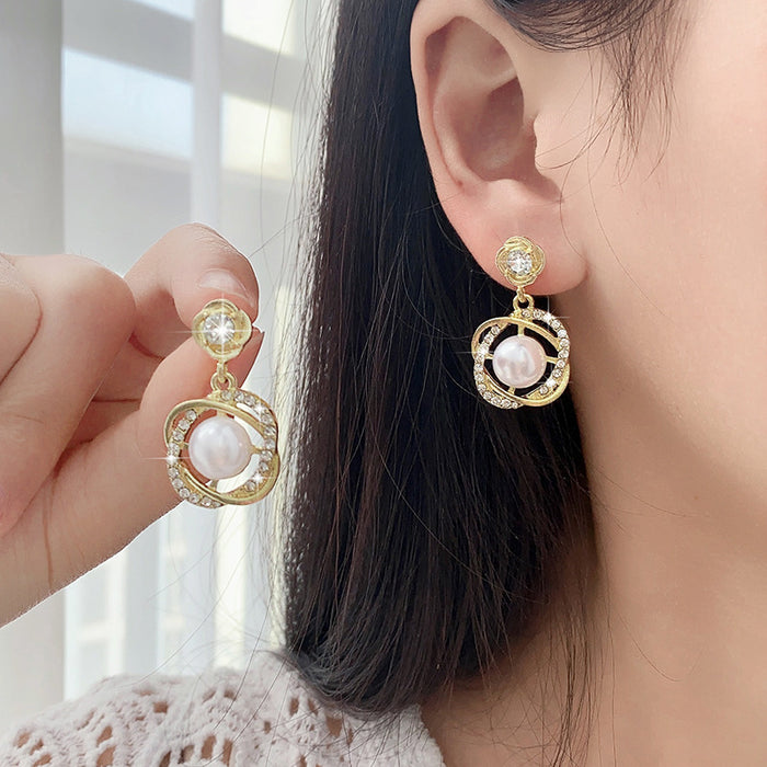 Wholesale Pearl Pendant Earrings 925 Silver Pin Earrings