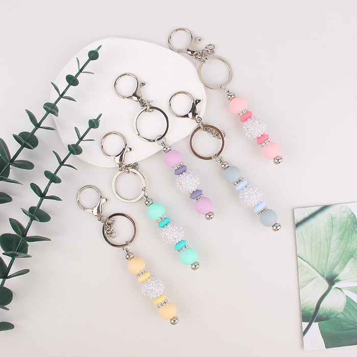 Wholesale Bling Bead Tassel Keychain Personalized Pendant Key Ring Bag Pendant Pendant Silicone Keychain