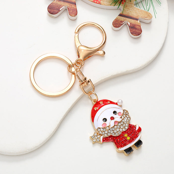 Wholesale Electroplated Metal Christmas Keychain – Gold  Pendant Gift Bag Charm