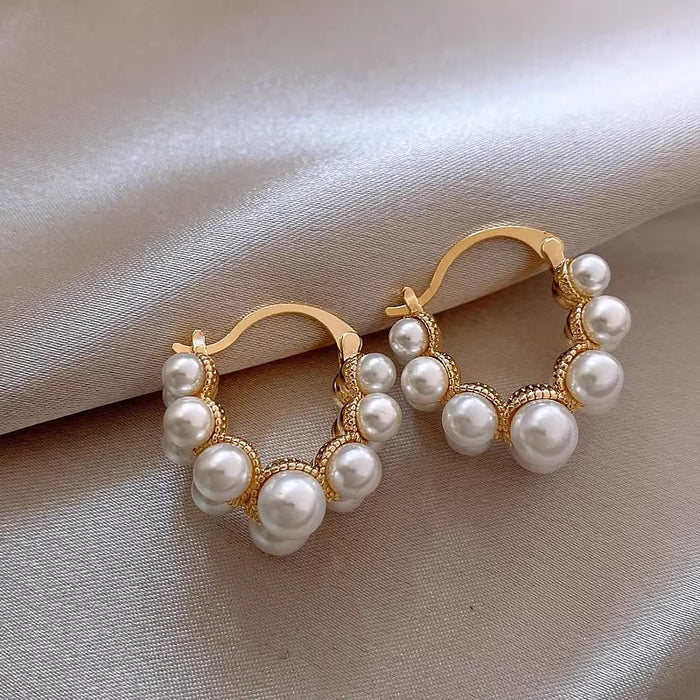 Wholesale Double-row pearl earrings ring