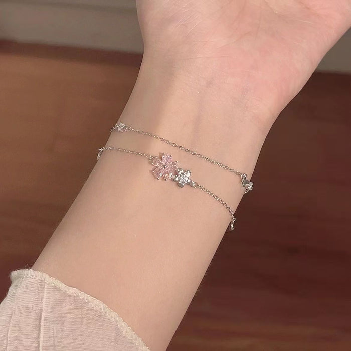 Wholesale Butterfly bracelet with niche design, high-end feel, floral zircon jewelry, versatile, light luxury, exquisite