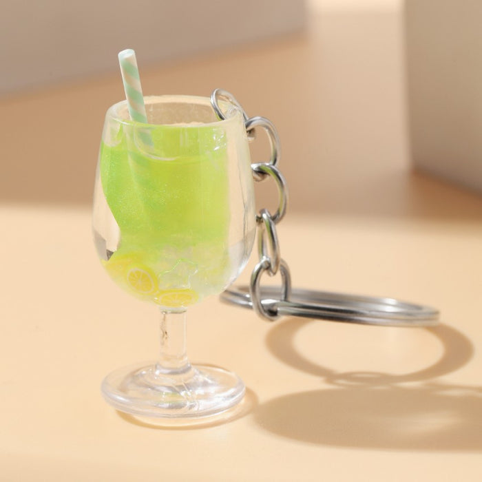 Wholesale Luminous Plastic Simulated Fruit Lemon Slice Goblet Keychain JDC-KC-RongRui049