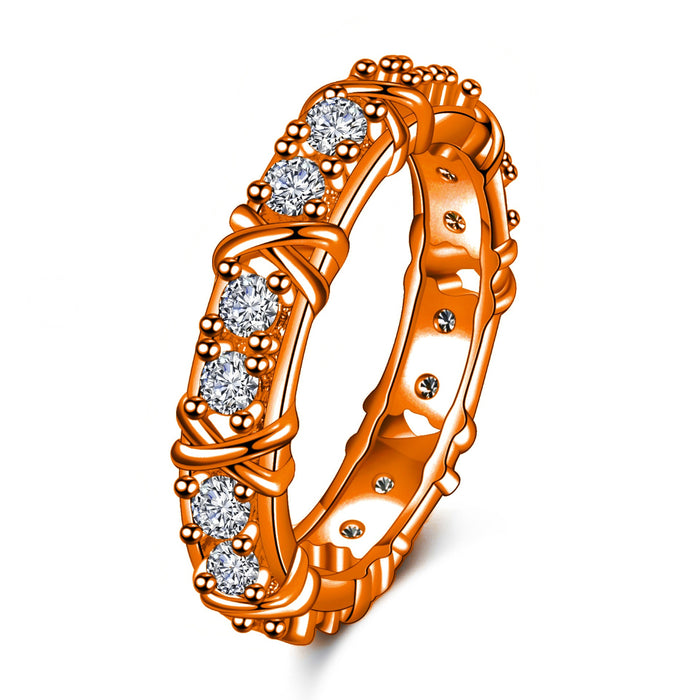 Wholesale Cross Zircon Two-tone Copper Ring JDC-RS-KaiLM001