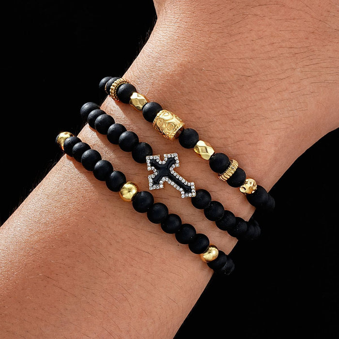 Wholesale Handmade Beaded Bracelet with Diamond-studded Cross
