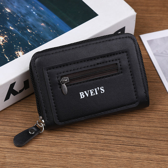 Wholesale Men' s Retro Oil Wax Finish Card Wallet - Accordion Style Zipper Pocket MOQ≥2