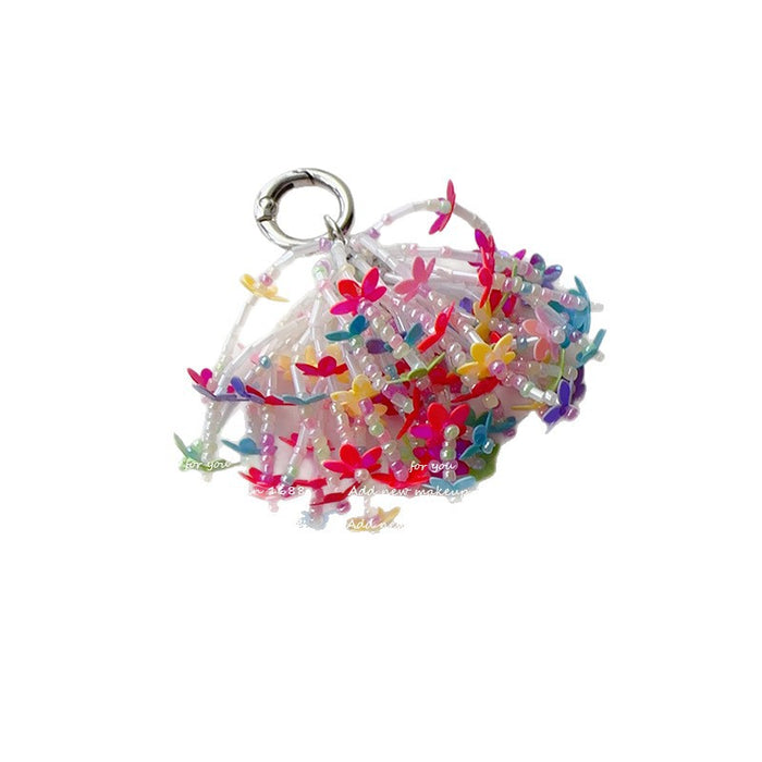 Wholesale Heart Colorful Flower Phone Chain Keychain Bag Hanging Chain Pendant Accessory