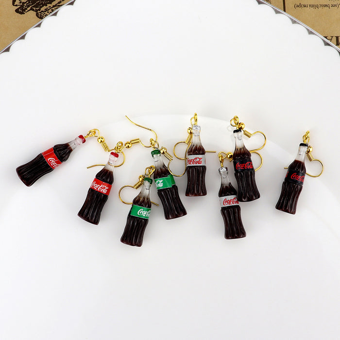 Wholesale Cartoon Beverage Bottle Resin Earrings JDC-ES-niqing027