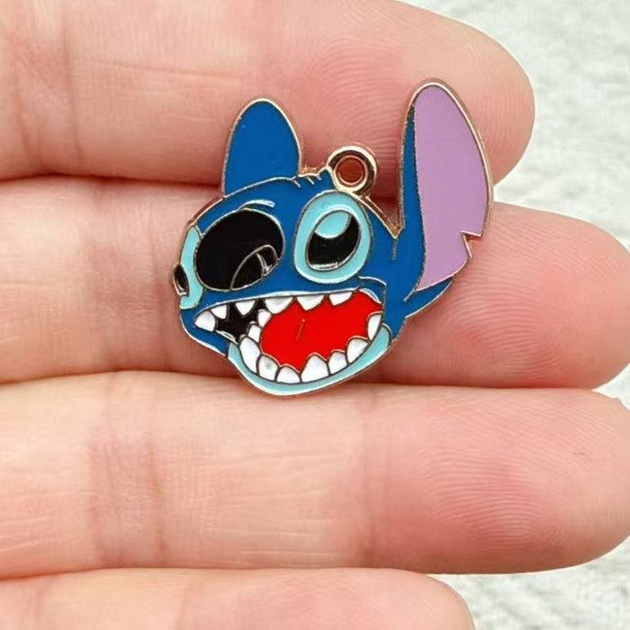 Wholesale 10pcs Cartoon Couple DIY Jewelry Accessories Alloy Enamel Pendant Keychain Earrings