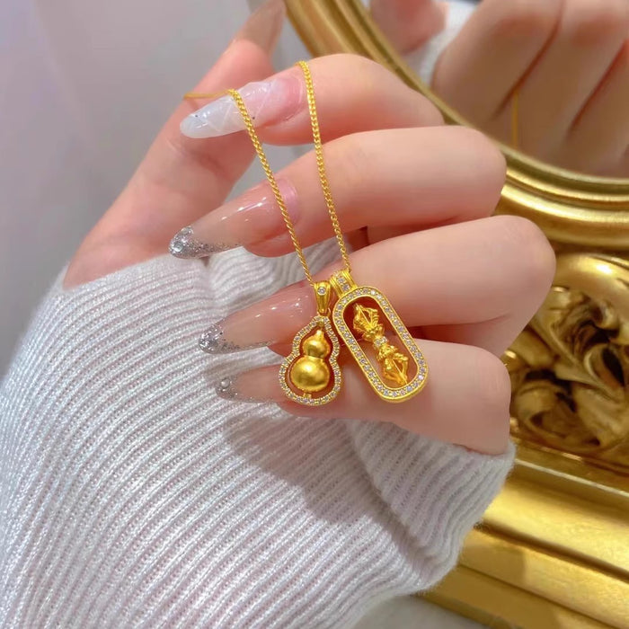 Wholesale  Diamond Pestle Gourd Necklace Women's Temperament Rich Titanium Steel Clavicle Chain