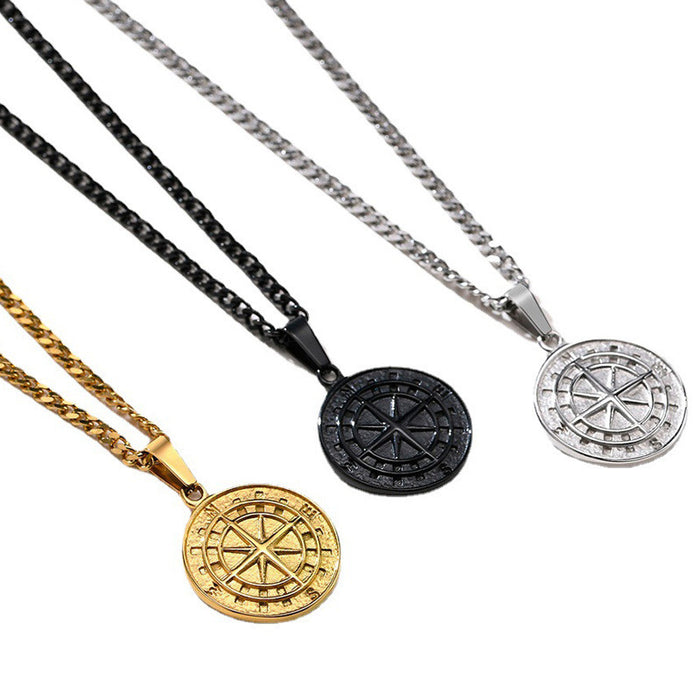 Wholesale Compass travel nautical pendant double chain hip-hop fashion accessories