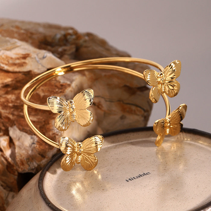 Wholesale 18k Gold Vintage Stainless Steel Butterfly Bracelet JDC-BT-JD114