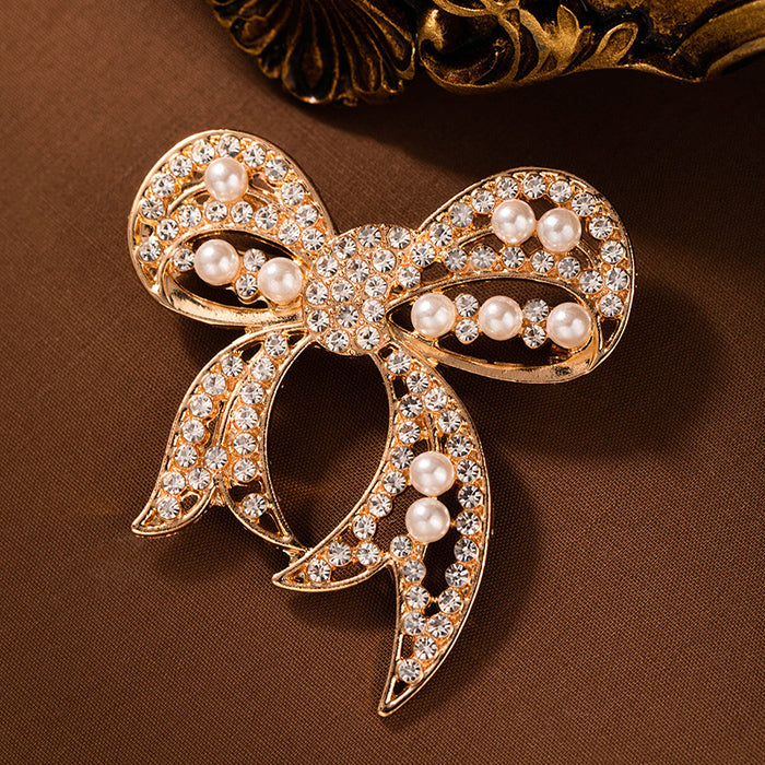 Wholesale Butterfly Diamond Pearl Brooch Collar Elegant Corsage  Heavy Industry Pin