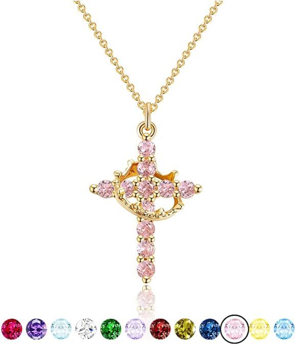 Wholesale Cross Crown Rotating Necklace Versatile Light Luxury High End Necklace Zircon Clavicle Chain