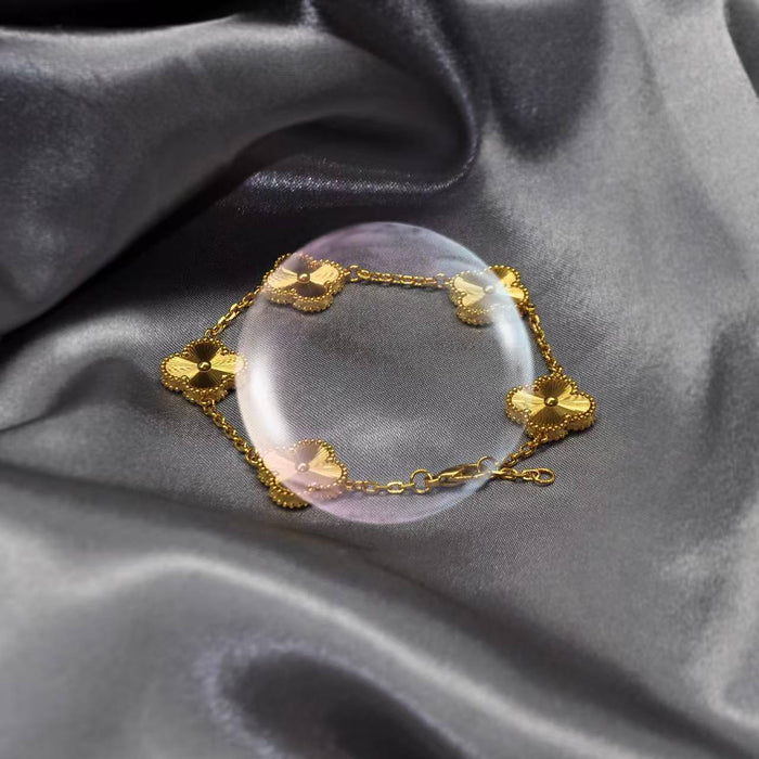 Wholesale Stylish Four Leaf Clover Bracelet In Gold Stainless Steel Chic Gift For Everyday Wear