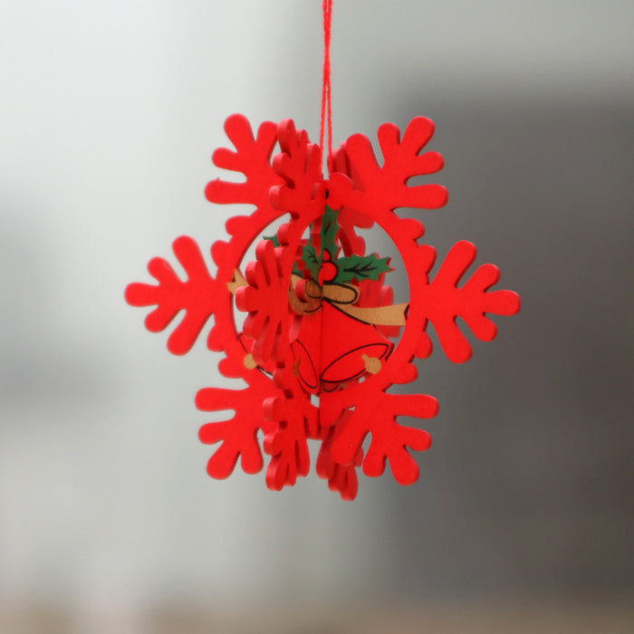 Wholesale Christmas decorations wooden Christmas laser hollow Christmas tree small pendant wooden five-pointed star Bell pendant gift