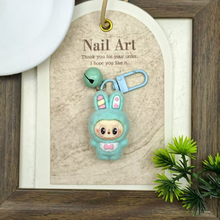 Wholesale flocked bell resin accessory Keychains