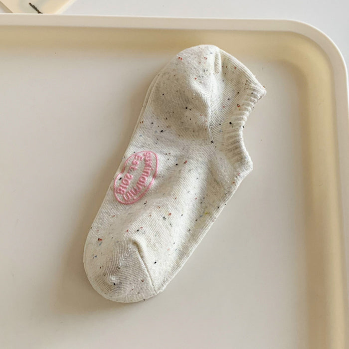 Wholesale Socks children shallow mouth invisible socks with letters on the soles of the feet silicone anti slip