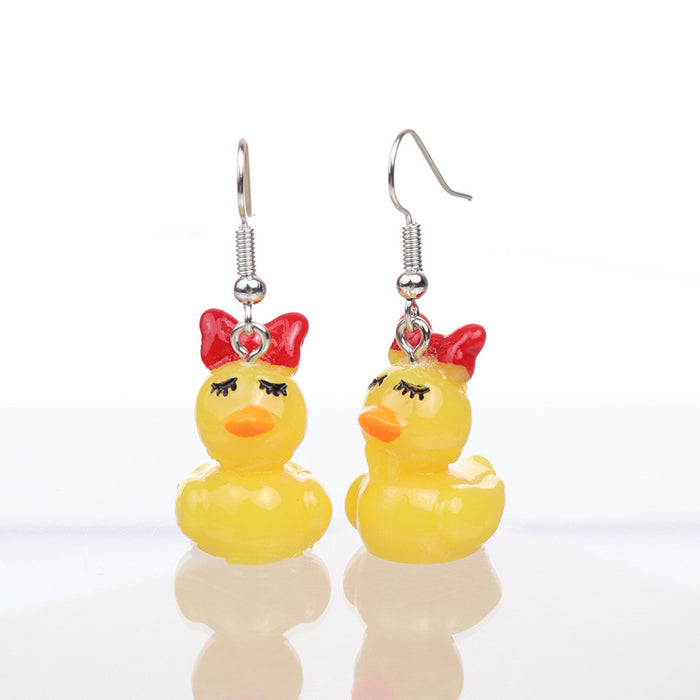 Wholesale Cartoon Three-dimensional Little Yellow Duck Earrings JDC-ES-niqing035