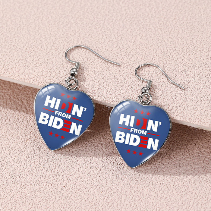 Wholesale Independence Day Stainless Steel Time Gem Love Earrings JDC-ES-KaLu005