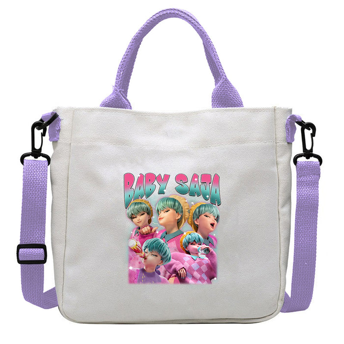 Wholesale Popular movie print canvas bag  student crossbody bag with detachable shoulder strap and handbag