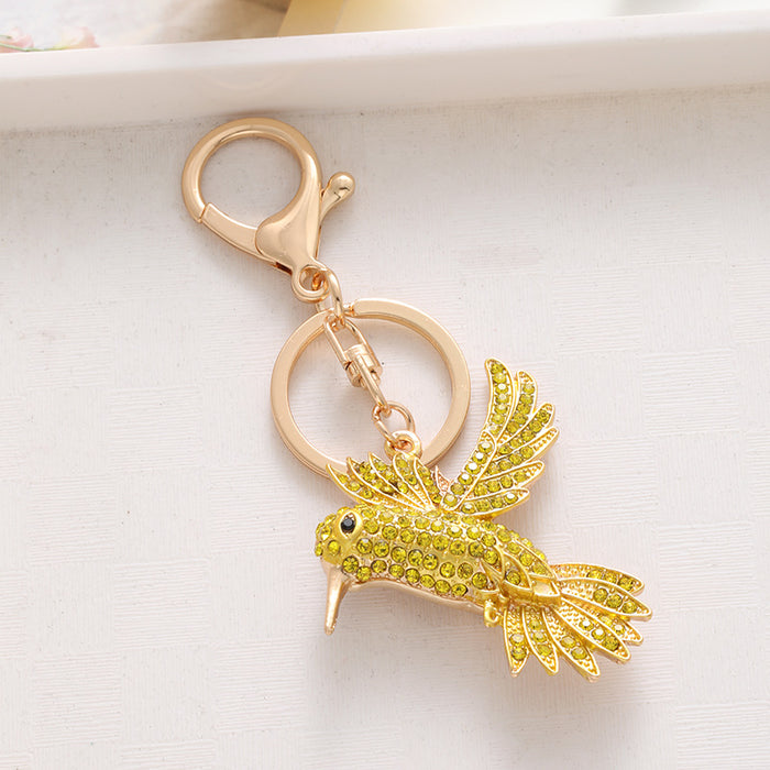 Wholesale jewelry fashion creative Diamond flying hummingbird keychain gift
