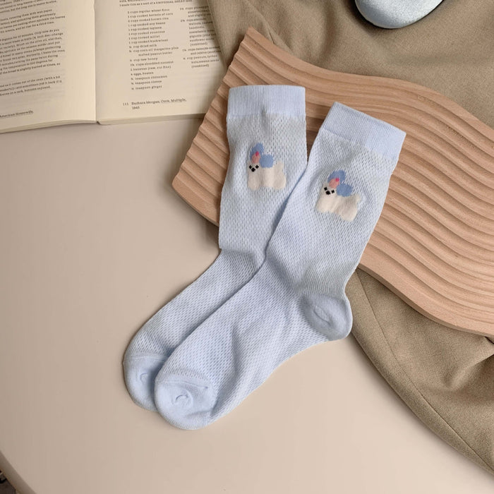 Wholesale Cartoon mesh breathable mid tube socks, cute socks