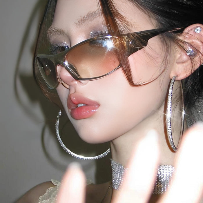 Wholesale Super large sexy retro classic large circle full of diamonds, versatile and stylish fine diamond earrings