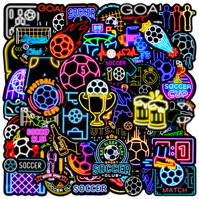 Wholesale 50 Neon Soccer Football Decoration DIY Stickers