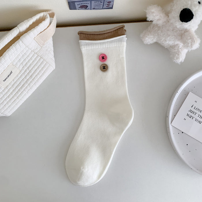 Wholesale Double layered rolled edge socks with niche design, sweat absorbing combed cotton boneless pile socks