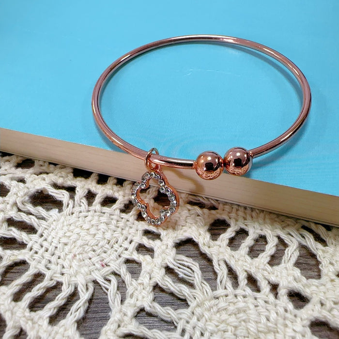 Wholesale Simple and versatile smooth surface bracelet, silver plated bracelet, C-shaped double bead adjustable size