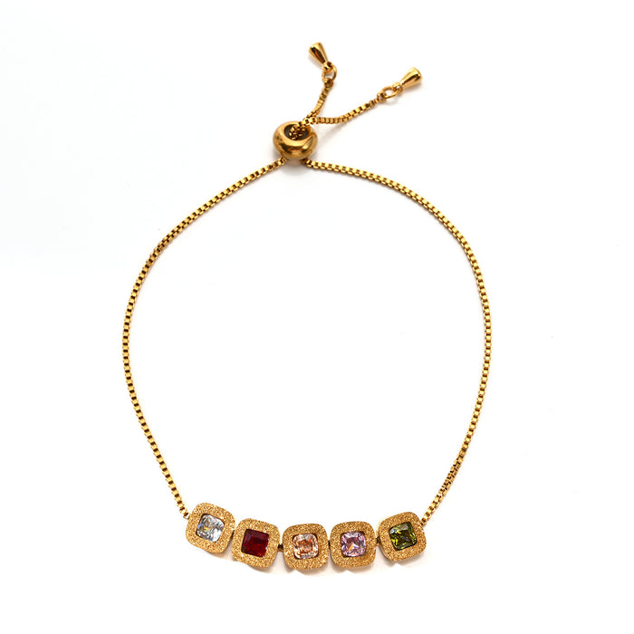 Wholesale High end stainless steel square zirconia adjustable bracelet, simple and luxurious bracelet wholesale