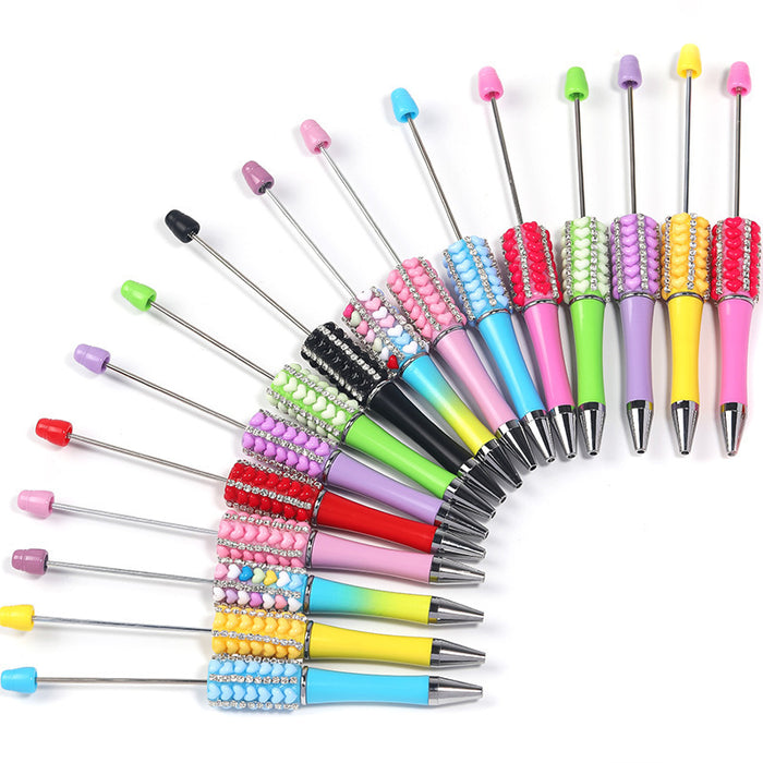 Wholesale New DIY creative diamond bead pen high value full diamond bead pen fashionable heavy rainbow rhinestone ballpoint pen