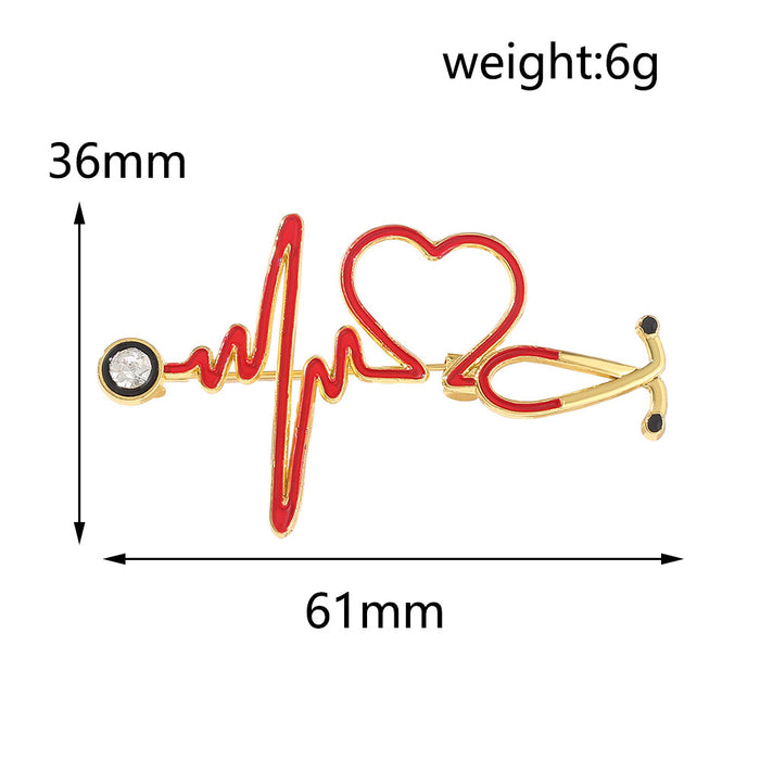 Wholesale Medical Series Metal Enamel Brooch Stethoscope Electrocardiogram  Doctors and Nurses Badges