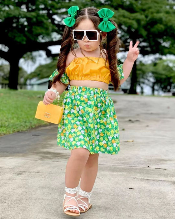 Wholesale High Waist Short Skirt Small Floral Skirt Children's Suit JDC-CTS-YaYaMi049