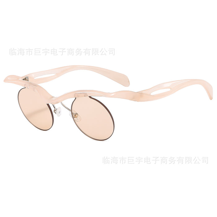 Wholesale Fashionable circular frameless sunglasses designer with a high-end feel, sunshade sunglasses for street photography trend
