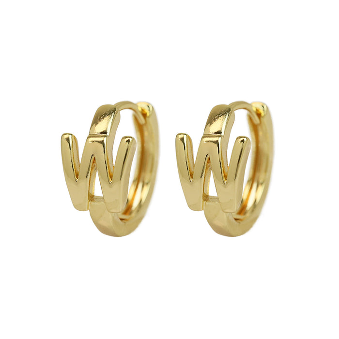 Wholesale  18k gold high-polished brass simple 26 English letters earrings