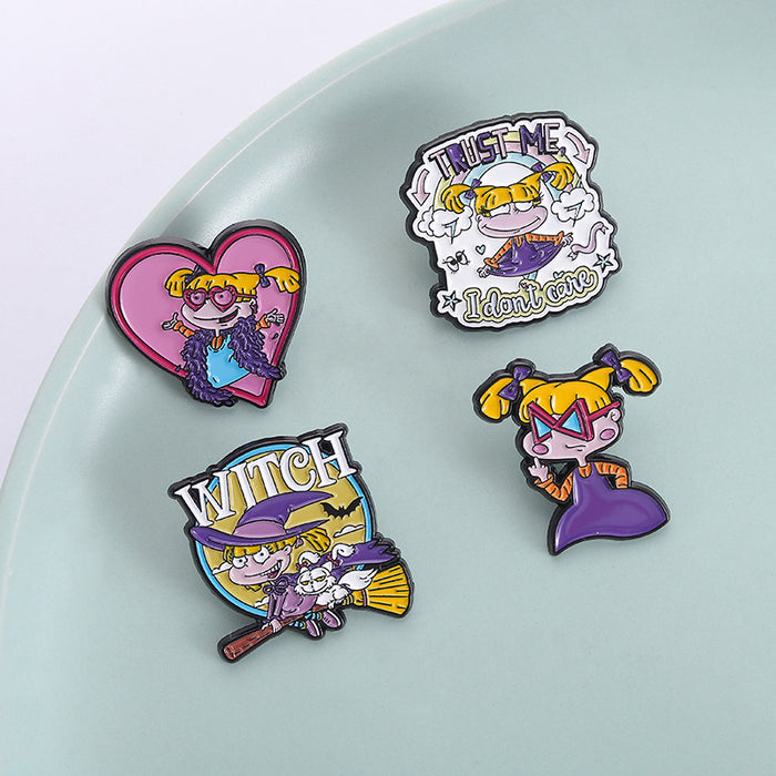 Wholesale Cartoon little girl brooch animation metal badge