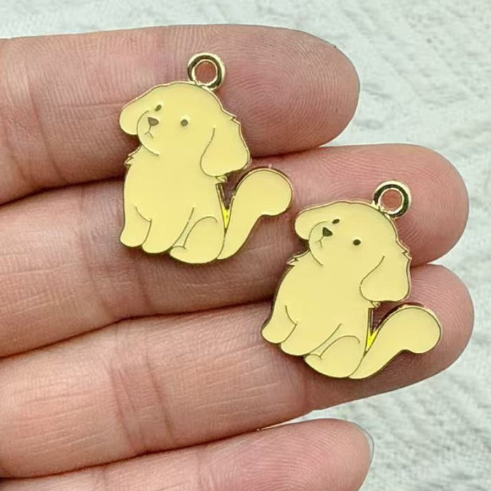 Wholesale 10 PCS Cute puppy alloy enamel DIY Charms