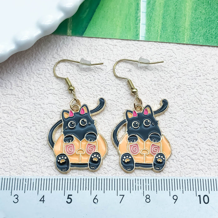 Wholesale Halloween Kitten Alloy Earrings JDC-ES-Oulu007