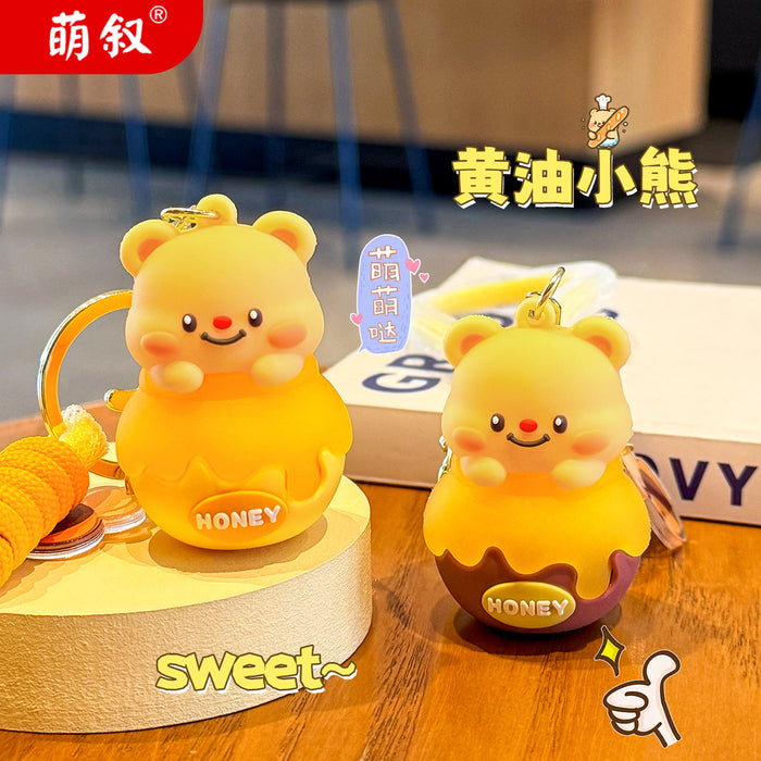 Wholesale 3pcs Cute honey bee jar butter keychain