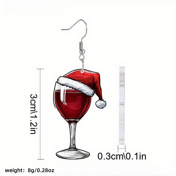 Wholesale Acrylic Christmas Red Wine Bottle Earrings JDC-ES-Yujin003