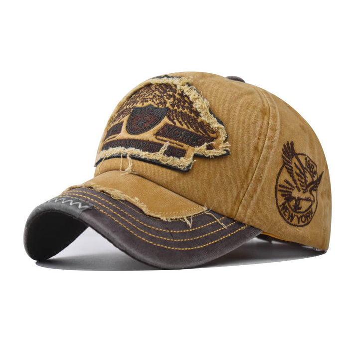 Wholesale Washed old embroidered baseball cap, outdoor five pointed star duckbill cap