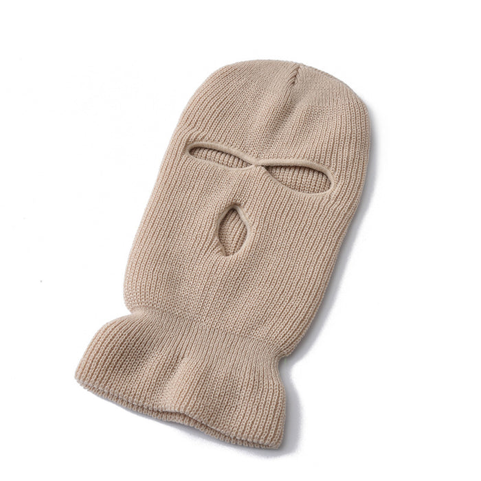 Wholesale Solid Color Warm Three-hole Mask Wool Hat JDC-FH-HXL003